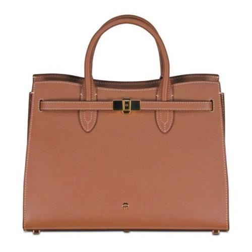 Stijlvolle leren tas met schouderband Aigner , Brown , Dames