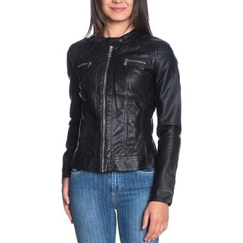 Faux Leren Bikerjas Only , Black , Dames