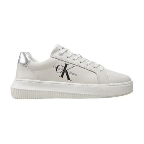 Bright White Silver Chunky Sneakers Calvin Klein , White , Dames