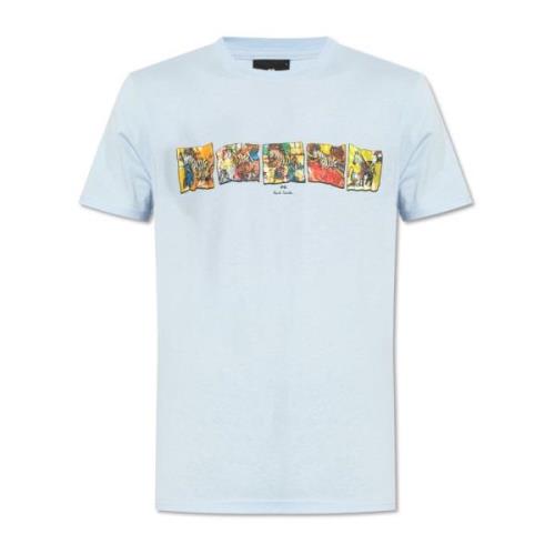 Bedrukt T-shirt PS By Paul Smith , Blue , Heren