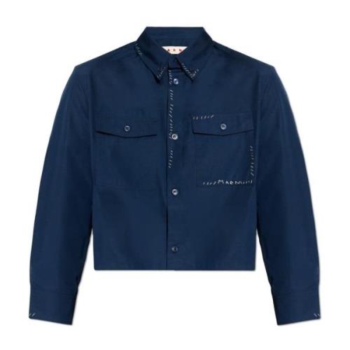 Korte shirt met zakken Marni , Blue , Dames