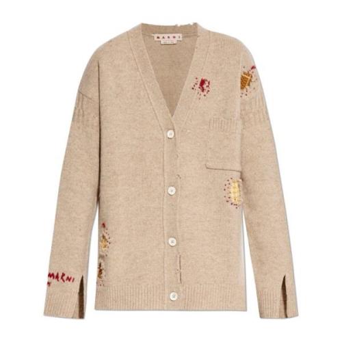 Vintage Effect Cardigan Marni , Beige , Dames