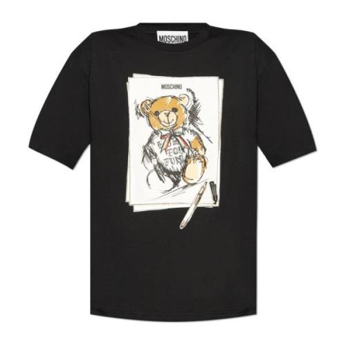 Bedrukt T-shirt Moschino , Black , Dames