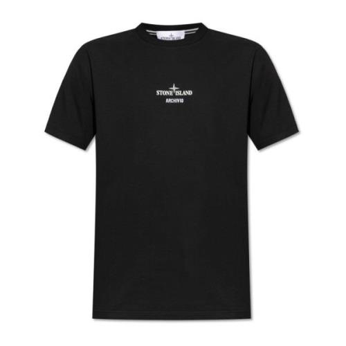 T-shirt met logo Stone Island , Black , Heren