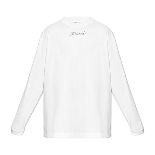 Lange mouw T-shirt Marni , White , Heren