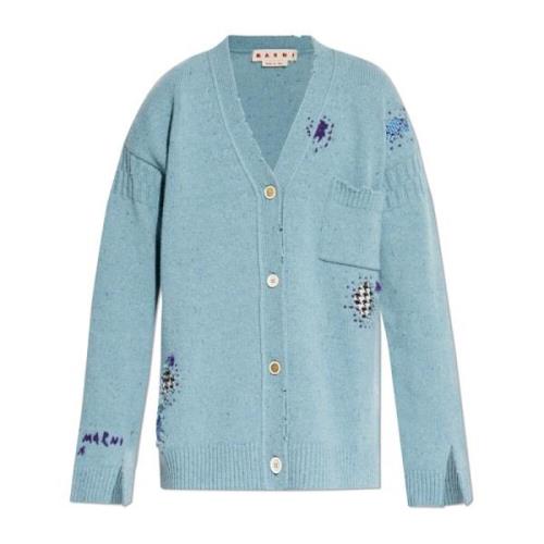 Vintage Effect Cardigan Marni , Blue , Dames