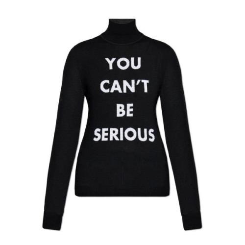 Trui met geborduurde inscriptie Moschino , Black , Dames