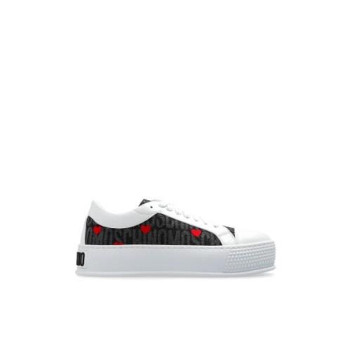 Sneakers met logo Moschino , White , Dames