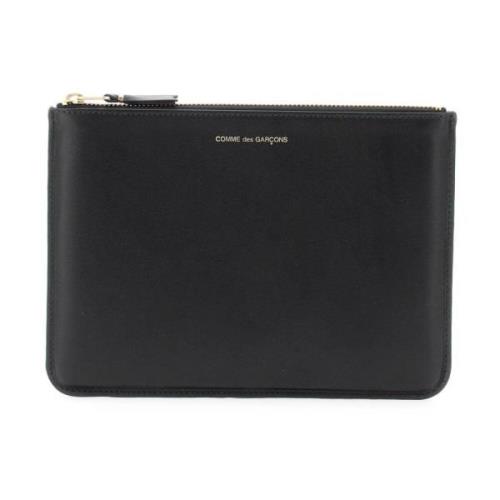 Gouden Logo Leren Pouch Rits Sluiting Comme des Garçons , Black , Here...