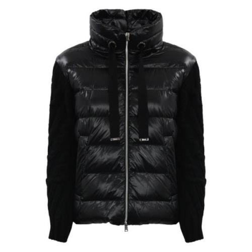 Gewatteerde Zwarte Jas met Hoge Kraag Herno , Black , Dames