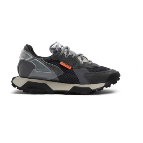 Sneaker van suède leer met zwart wit zolen RUN OF , Gray , Dames