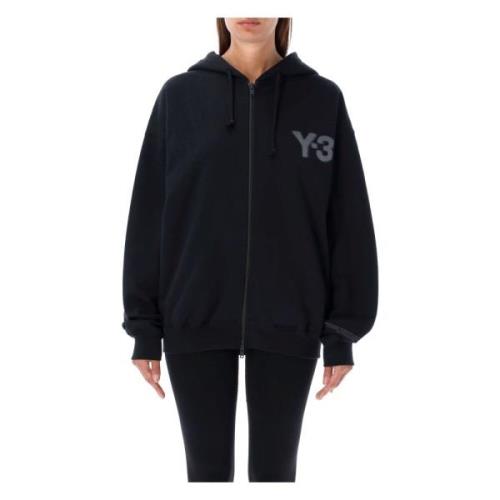 Zwart Logo Rits Hoodie Gebreide Kleding Y-3 , Black , Dames