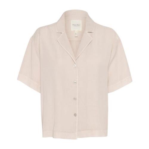 Franse Eik Blouse Korte Mouw Part Two , Beige , Dames