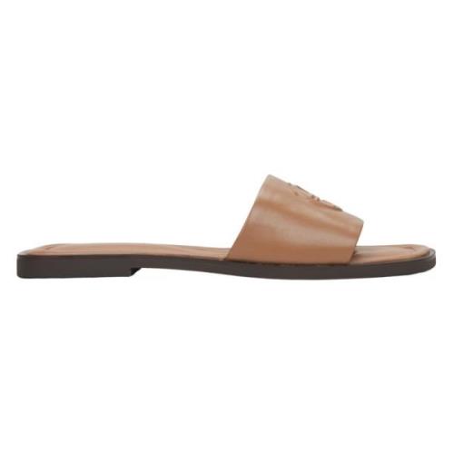 Dames Bruin Leren Slides Er00115489 Estro , Brown , Dames