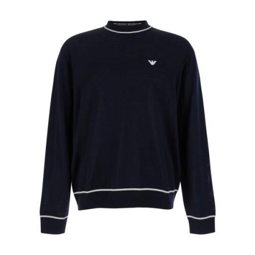 Adelaar Logo Sweaters Emporio Armani , Blue , Heren