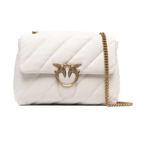 Witte Love Puffer Crossbody Tas Pinko , White , Dames