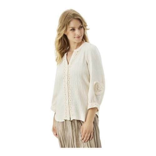 Juliane Shirt 16323 Cream Blouse IN Front , Beige , Dames