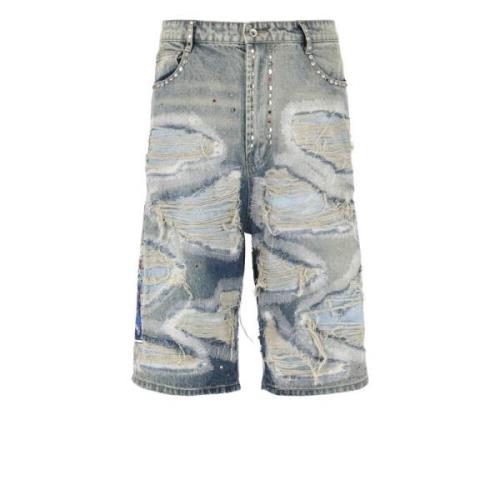 Lichtblauwe Bermuda Shorts met Studs Who Decides War , Blue , Heren