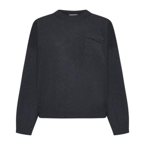 Kasjmier Crew Neck Sweater Zwart Brunello Cucinelli , Black , Dames