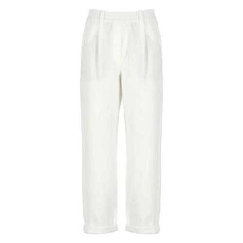 Witte Katoenmix Elastische Taillebroek Brunello Cucinelli , White , Da...