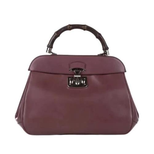 Pre-owned Leather handbags Gucci Vintage , Purple , Dames