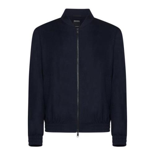 Navy Blue Techmerino Bomber Jacket Ermenegildo Zegna , Blue , Heren