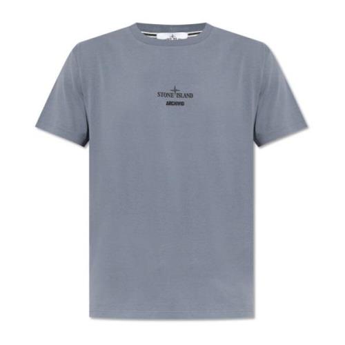 T-shirt met logo Stone Island , Blue , Heren