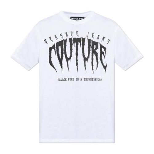 T-shirt met logo Versace Jeans Couture , White , Heren