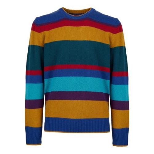 Blauwe Multicolor Gestreepte Crew-Neck Sweater Gallo , Multicolor , He...