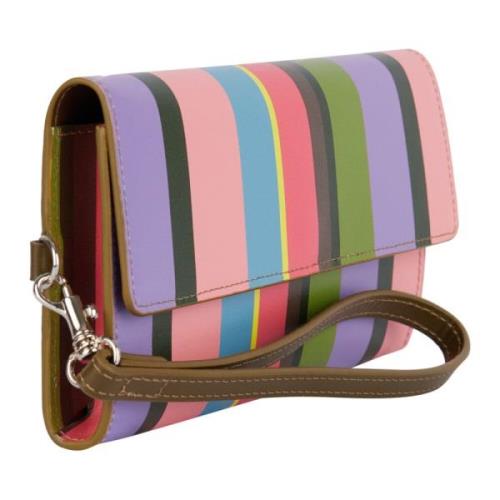 Multicolour Streep Leren Clutch Gallo , Multicolor , Dames