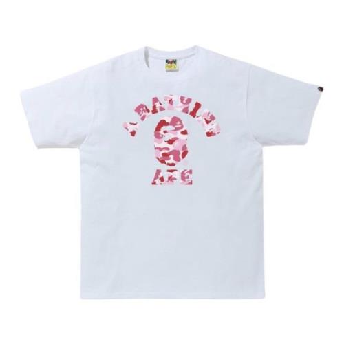 Camo College Tee White/Pink A Bathing APE , Blue , Heren