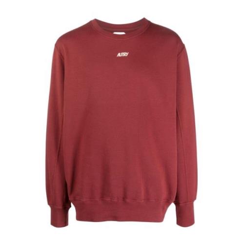 Bordeaux Crewneck Katoenen Sweatshirt Autry , Red , Heren