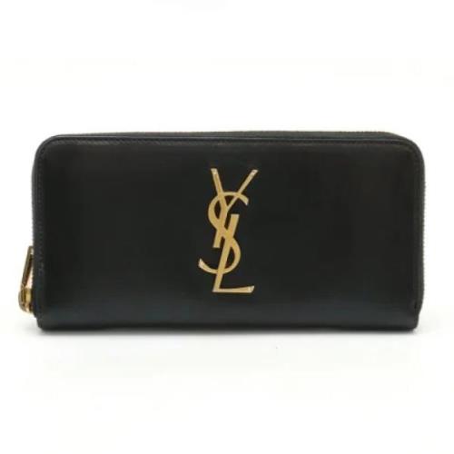 Pre-owned Leather wallets Yves Saint Laurent Vintage , Black , Dames