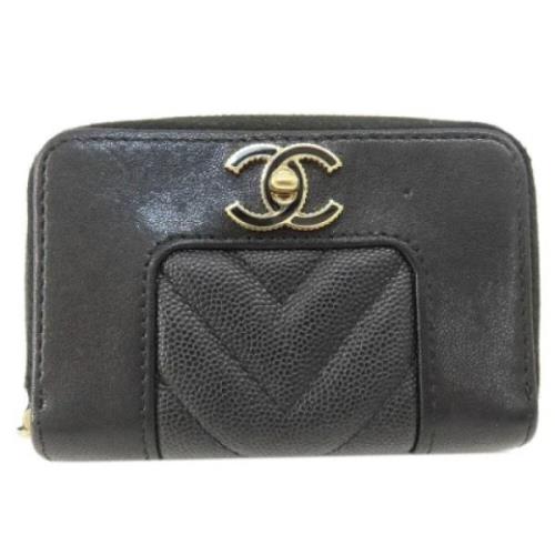 Pre-owned Leather wallets Chanel Vintage , Black , Dames