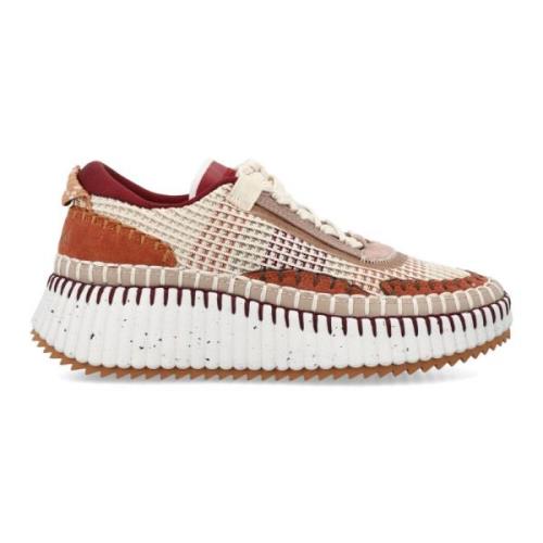 Mesh Lace-Up Sneakers Dark Tan Chloé , Brown , Dames