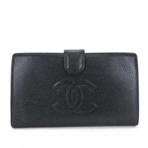 Pre-owned Leather wallets Chanel Vintage , Black , Dames