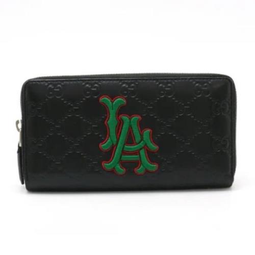 Pre-owned Leather wallets Gucci Vintage , Black , Dames