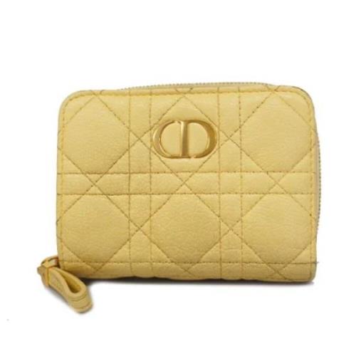 Pre-owned Leather wallets Dior Vintage , Yellow , Dames