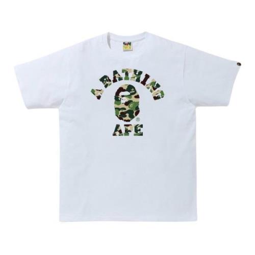 ABC Camo College Tee Wit/Groen A Bathing APE , White , Heren