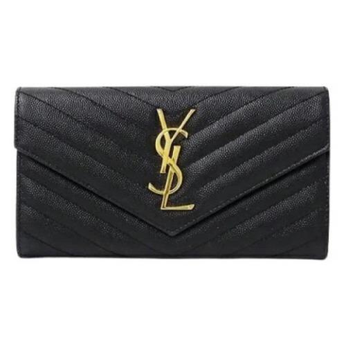 Pre-owned Leather wallets Yves Saint Laurent Vintage , Black , Dames