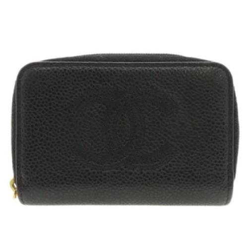 Pre-owned Leather wallets Chanel Vintage , Black , Dames