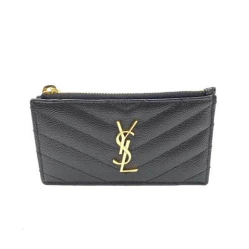 Pre-owned Leather wallets Yves Saint Laurent Vintage , Black , Dames