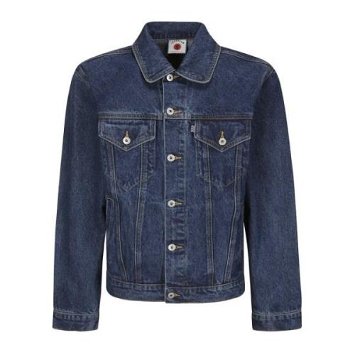 Denim Trucker Jacket met Running Dog Icecream , Blue , Heren