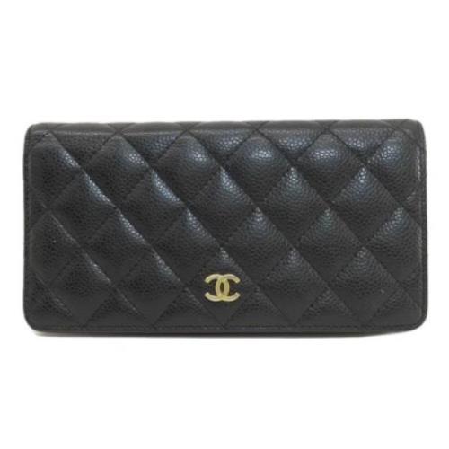 Pre-owned Leather wallets Chanel Vintage , Black , Dames