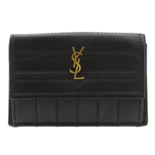 Pre-owned Leather wallets Yves Saint Laurent Vintage , Black , Dames