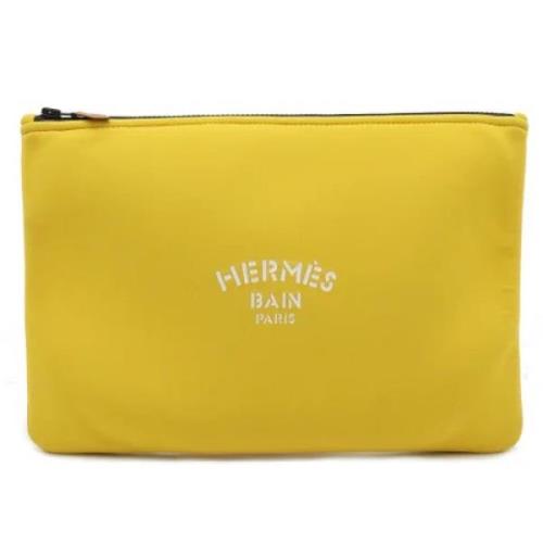 Pre-owned Leather clutches Hermès Vintage , Yellow , Dames