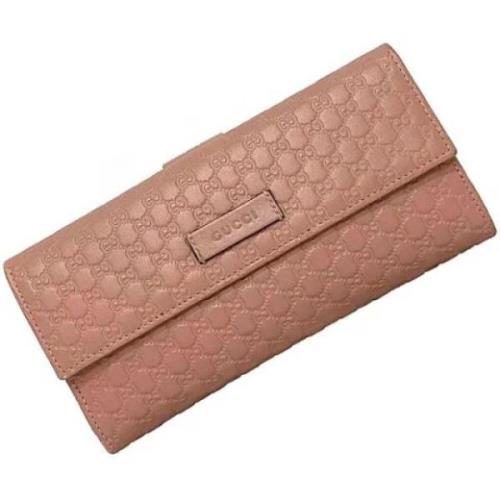 Pre-owned Leather wallets Gucci Vintage , Beige , Dames