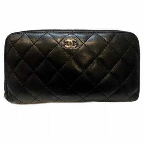 Pre-owned Leather wallets Chanel Vintage , Black , Dames