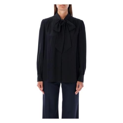 Zwarte Lavallier Zijden Shirt Chloé , Black , Dames