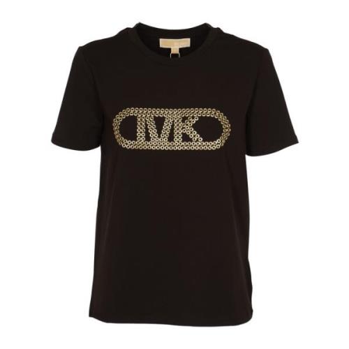 Zwarte Sweater met Grommet Empire Tee Michael Kors , Black , Dames